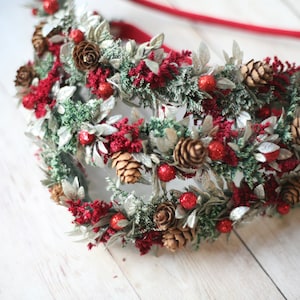 berrymore holly pine evergreen berries floral wreath crown christmas adjustable halo newborn flower crown