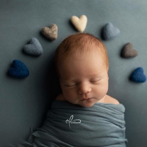 Opie SET grey blue navy felted wool hearts newborn photography prop