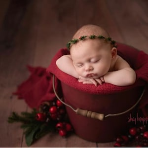 Tiny Tidings berry pine evergreen  floral wreath crown christmas adjustable halo for baby infant toddler