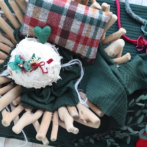 Neve Christmas Bundle red green white posing fabric stretch wrap and tieback bow set