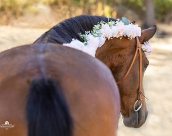 Blush hellrosa Blumen gold weiß Einhorn Horn und Blumen Halskette Girlande für Pferd Pony Accessoire Fotografie Requisite