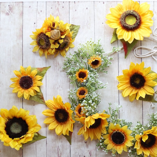 Licorne horn for horse pony fall sunflower photography prop headband and neck flower garland collar