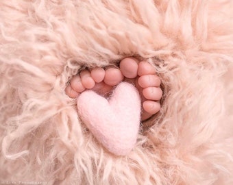 New color! baby pastel blush pink felted wool hearts heart newborn photography prop