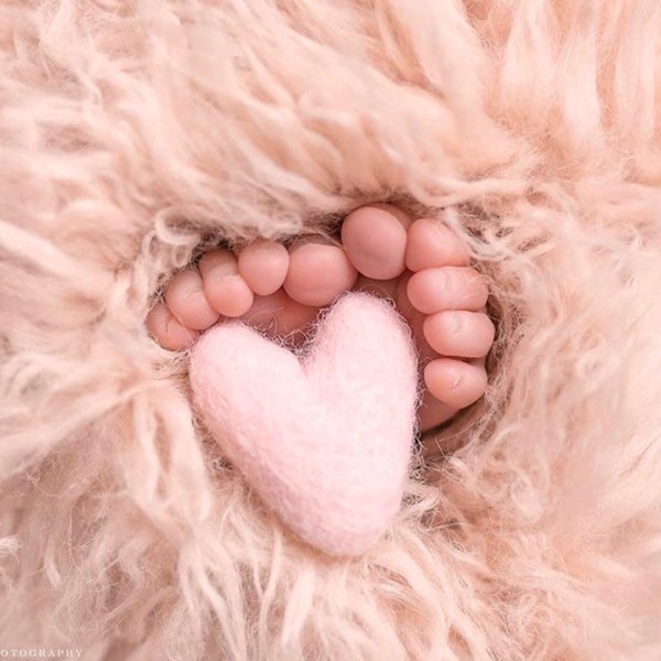 New color! baby pastel blush pink felted wool hearts heart newborn photography prop