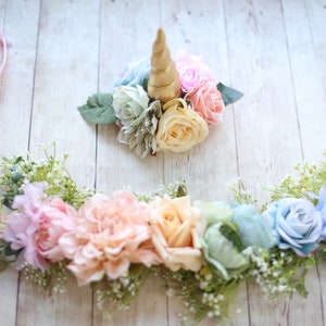 pastel rainbow MINI unicorn horn mane accessory garland for horse pony clip