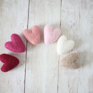 Ophelia SET ivory berry blush pink shades of pink felted wool hearts newborn photography prop