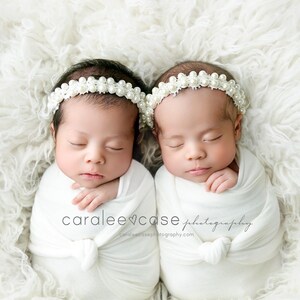 Nonnie pearl beaded newborn tieback photography prop headband bow