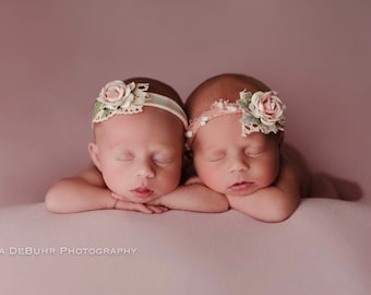 tessa blush pink ivory flower tieback headband