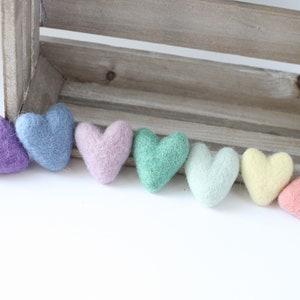 pastel rainbow felted wool hearts newborn photography prop clouds image 9