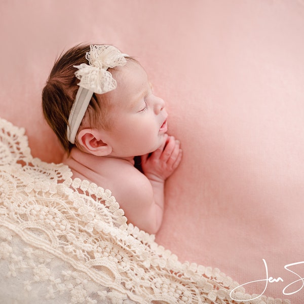 ivory lace tieback headband newborn bow