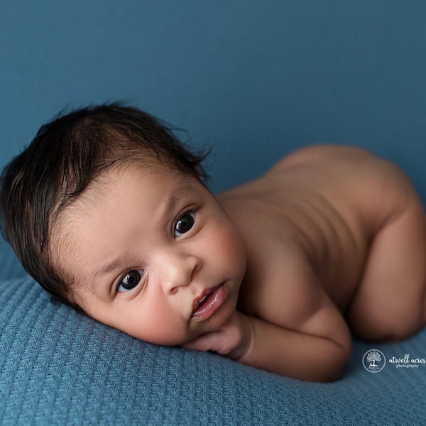 Bennie Kollektion "Gene" dunkelblau staubige Waffel Stretch Strick Wrap Newborn Posing Wrap Stoff Kulisse