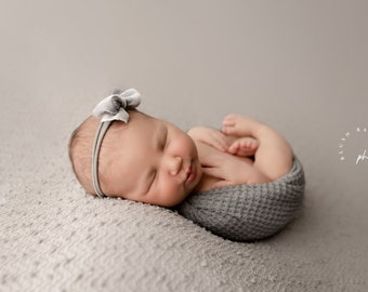 Slater grey gray waffle stretch knit wrap newborn posing wrap fabric backdrop