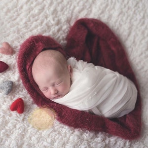 Single ivory felted wool hearts heart newborn photography prop image 8