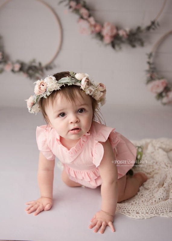 Thea Cream Blush Pink Mini Peony Adjustable Flower Crown - Etsy