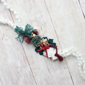 Neve christmas red green silk chiffon lace simple bow newborn headband tieback halo prop