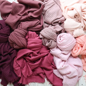 Bennie collection waffle weave stretch newborn wrap posing fabric wrap and newborn tieback headband