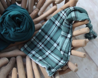 theo emerald green hunter stretch wrap newborn plaid knotted knot sleepy cap newborn hat plaid pillow floral tieback