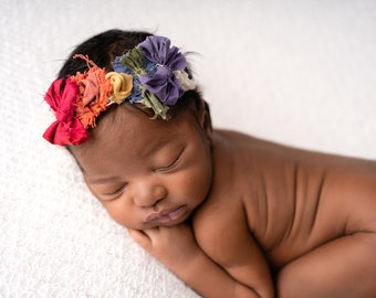 Dorothy    jewel tones fall primary rainbow baby rose dainty delicate newborn organic nylon headband tieback