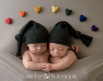 rainbow felted wool hearts newborn photography prop felt heart set