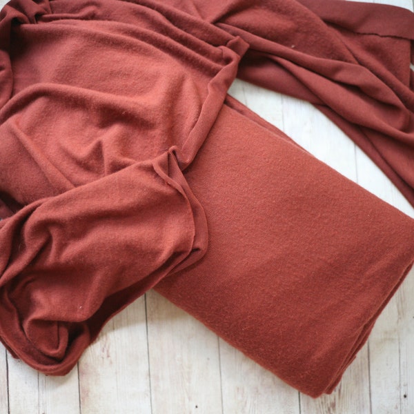 Ezra collection rust burnt orange terra cotta newborn merino brushed stretch wrap knit posing fabric