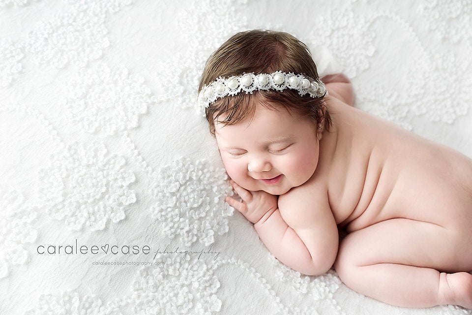 Lot De 2 Bandeaux à Fleurs Bébé En Mousseline - Taille Unique 6 Mois à 3 Ans - Pour Baptême, Photos, Fêtes - Beige