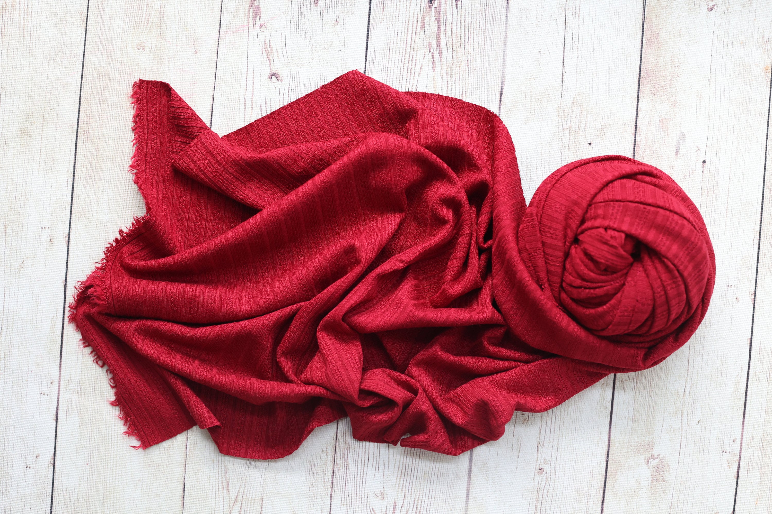 Averie collection crimson red rib stretch jersey knit newborn wrap posing fabric