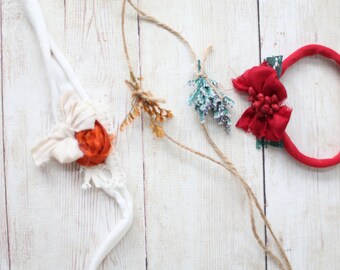 ready to ship SET fall christmas newborn tiebacks