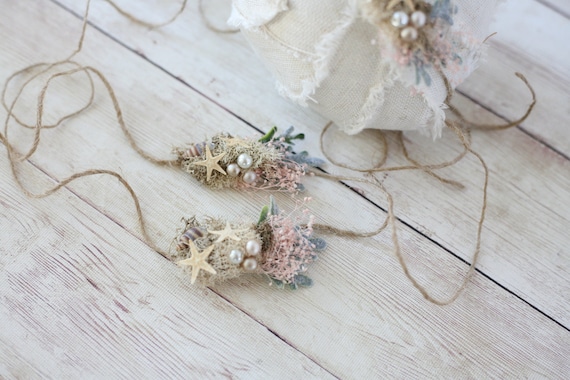 seaside songs neutral starfish pearl mermaid organic delicate newborn organic tieback headband