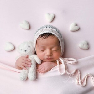 Single ivory felted wool hearts heart newborn photography prop image 2