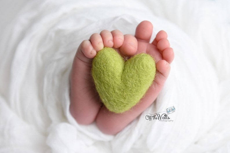 rainbow felted wool hearts newborn photography prop felt heart set image 6