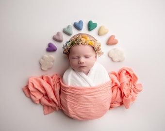 Cherish primary rainbow pastel rainbow flower crown rainbow baby boho greenery tieback newborn flower crown