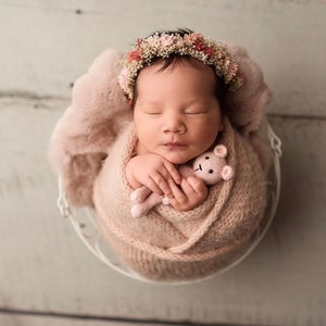 Delphine    blush pink peach babys breath dried newborn flower crown