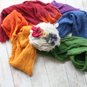 jewel tones fall primary rainbow baby newborn organic nylon headband tieback and swaddle posing wrap