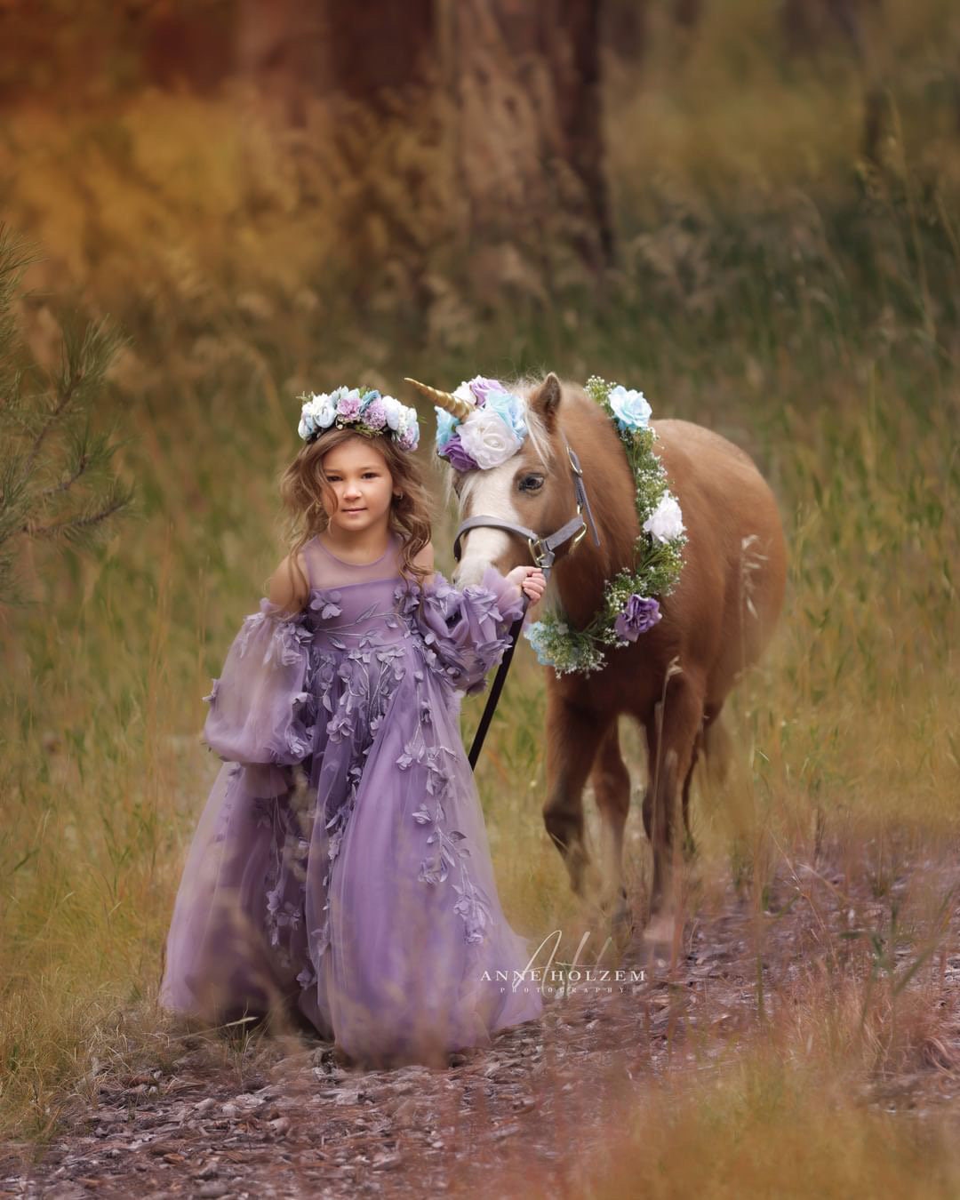 Tristan Aqua Lavender Gold Unicorn Horn for Horse Pony Clip
