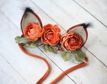 ready to ship fox flower crown halloween costume infant toddler child adjustable headband