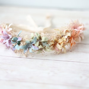 althea pastel rainbow newborn dried flower crown rainbow baby props tieback