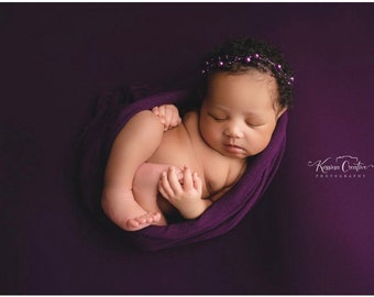 ezra deep purple plum eggplant sweater stretch knit wrap newborn photography prop