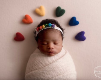 Multicolored Felt Hearts for Newborn Photography – Newborn Studio