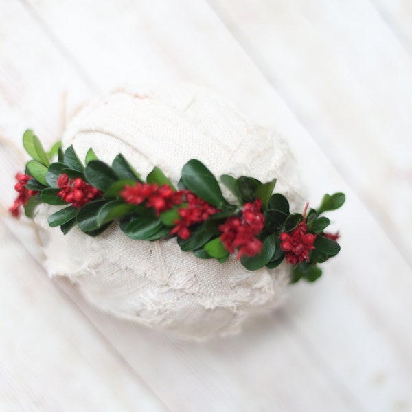 Paloma winter greenery berries floral wreath crown christmas adjustable halo newborn flower crown