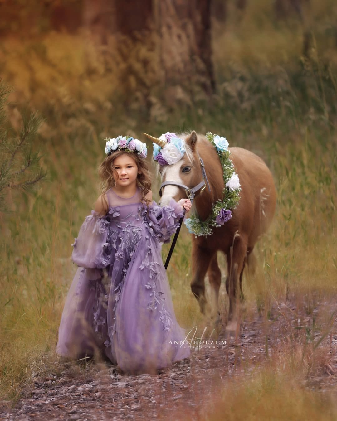 Tristan Aqua Lavender Gold Unicorn Horn for Horse Pony Clip