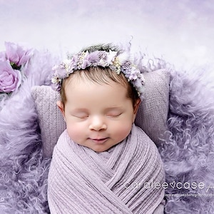 Lila SET lavender flieder Schleierkraut Bio Neugeborenen Blumen Haarband Fotografie Requisite und Stretch Wrap