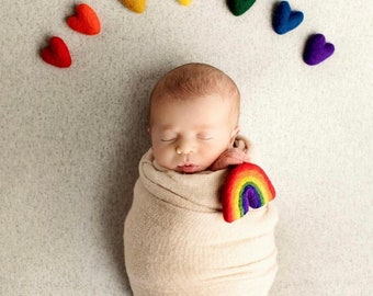 rainbow baby needle felted rainbow baby newborn photography prop felt