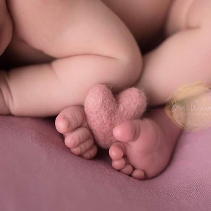 Single blush pink felted wool hearts heart newborn photography prop