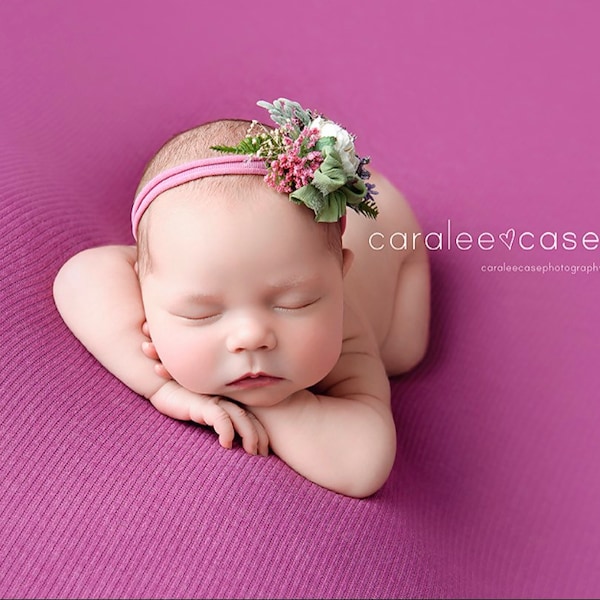 eliana blush pink mauve periwinkle plum eggplant newborn tieback flower crown headband