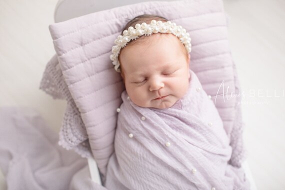 Beaded Mohair Headband, Newborn Photo Prop, Newborn Mohair...