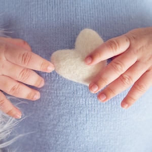 Single ivory felted wool hearts heart newborn photography prop image 4