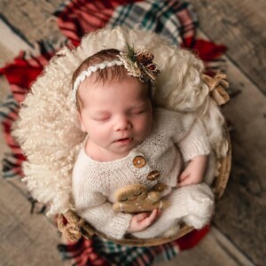christmas berries twine bow lace simple bow newborn headband tieback halo prop