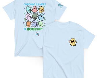 T-shirt chronische ziekte: 'BOOSHEET' Cartoon Ghost-T-shirt
