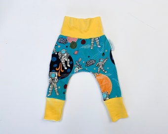 Planetary Baby Leggings Size 3M - 12M | Space Print Baby Grow with Me Pants | Astronaut Baby Gift | Gender Neutral Shower Gift