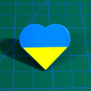 Ukraine Flag Heart Pin – 3D Printed Lapel Pin, Fabric Pin - Stand with Ukraine